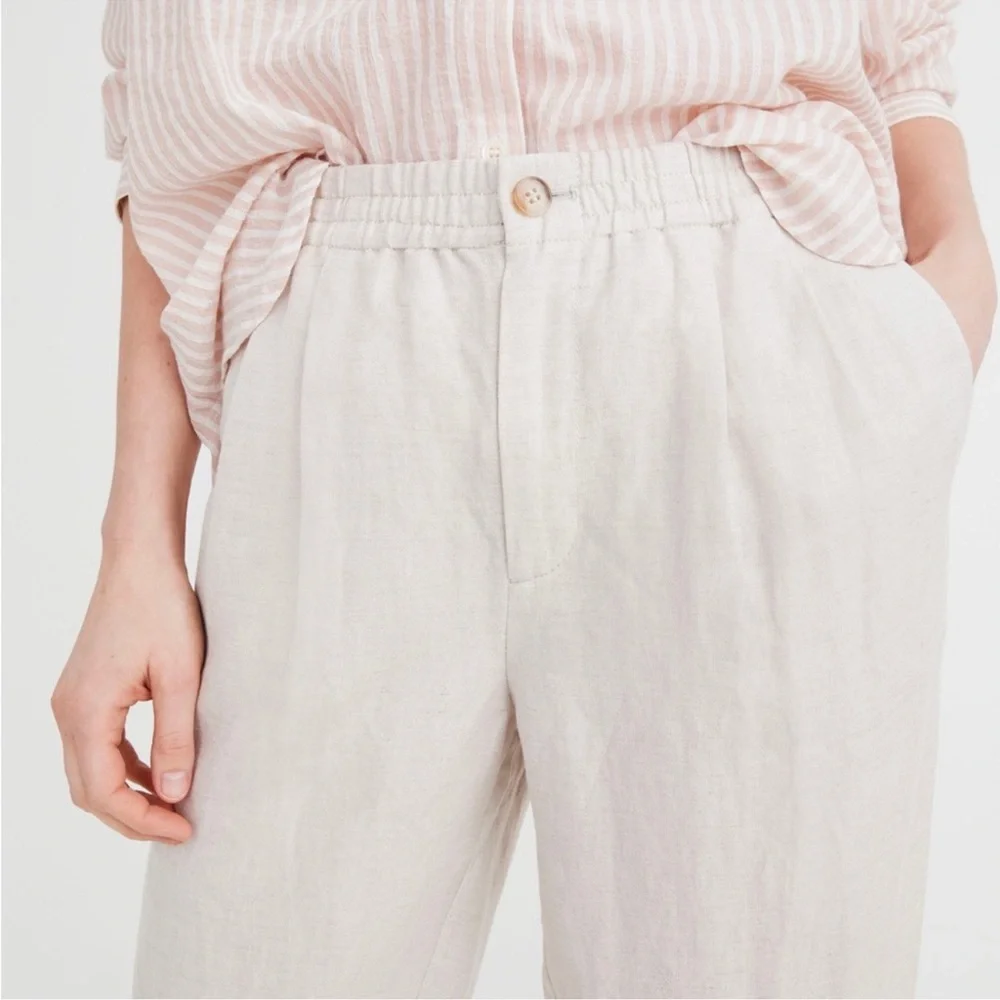 Madewell NWT Linen-Blend Track Trousers XXL Tan - Picture 4 of 11